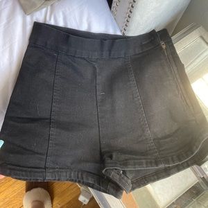 Black denim shorts